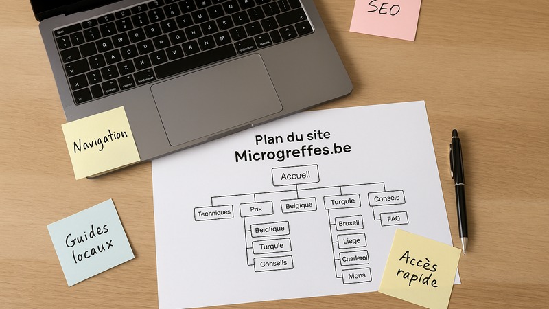 Plan du site Microgreffes.be : carte de navigation