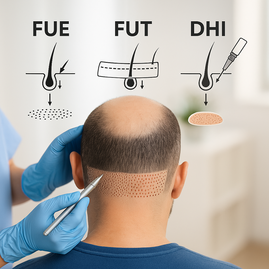 Techniques de microgreffe pratiquées à Arlon : FUE, FUT, DHI